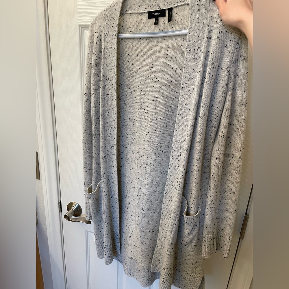 Theory 100% Cashmere Open front speckled cardigan